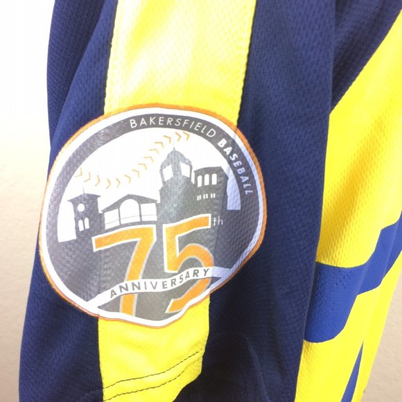 Men's Yellow Bakersfield Baseball #75 Button Up shirt Sz S - Picture 4 of 7